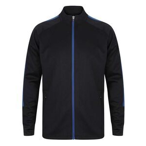 Finden & Hales Mens Contrast Panel Knitted Tracksuit Top / Navy/Royal Blue